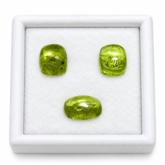 NATURAL PERIDOT CABOCHON JEWELRY SET — 3 PIECES - 5.65CT -Pakistan — Himalayan Region